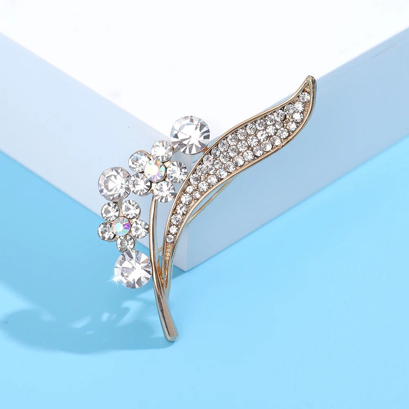 Beaut&Berry Rhinestone Botanical Brooch Office Gift Festive Wedding Party