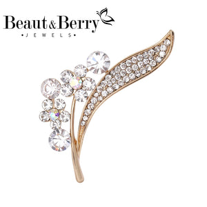 Beaut&Berry Rhinestone Botanical Brooch Office Gift Festive Wedding Party