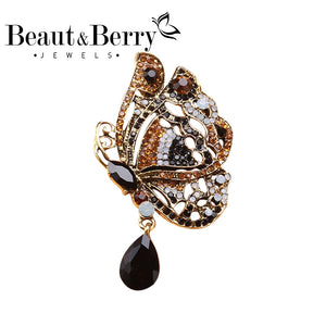 Beaut&Berry Rhinestone Butterfly Brooch 4 Colors Party Wedding Accessories