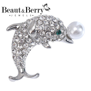 Rhinestone Dolphin Brooch Wedding Party Gift Pin Office Jewelry