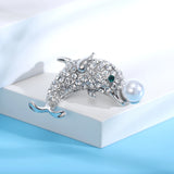 Rhinestone Dolphin Brooch Wedding Party Gift Pin Office Jewelry