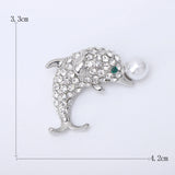 Rhinestone Dolphin Brooch Wedding Party Gift Pin Office Jewelry