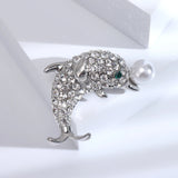 Rhinestone Dolphin Brooch Wedding Party Gift Pin Office Jewelry
