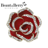 Beaut&Berry Rhinestone Dripping Camellia Ladies Brooch Wedding Pin