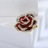 Beaut&Berry Rhinestone Dripping Camellia Ladies Brooch Wedding Pin
