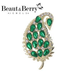 Beaut&Berry Rhinestone Drop Leaf Brooch Wedding Ladies Jewelry