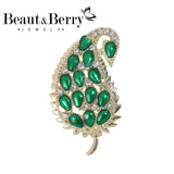 Beaut&Berry Rhinestone Drop Leaf Brooch Wedding Ladies Jewelry