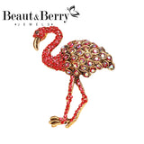 Rhinestone Flamingo Bird Brooches for Women - Animal Ostrich Brooch Pins