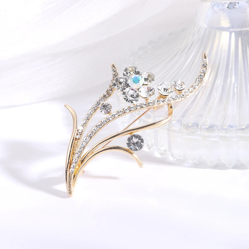 Rhinestone Flower Ladies Brooch Wedding Party Jewelry