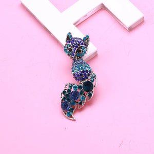 Beaut&Berry Rhinestone Fox Brooch Women Kids Animal Brooch