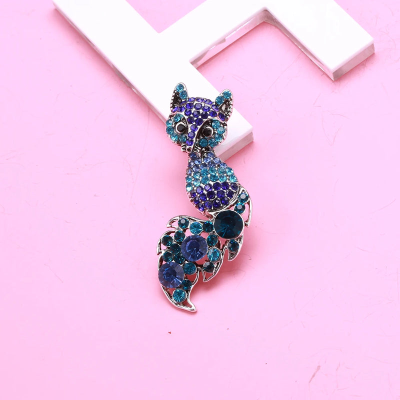 Beaut&Berry Rhinestone Fox Brooch Women Kids Animal Brooch