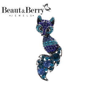 Beaut&Berry Rhinestone Fox Brooch Women Kids Animal Brooch