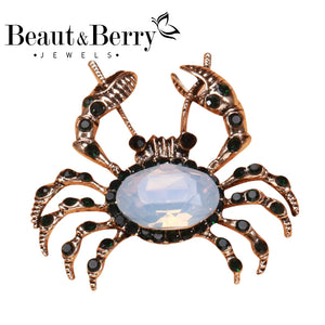 Beaut&Berry Glass Crab Brooch Animal Jewelry Ladies Gift