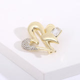 Heart-Shaped Rhinestone Ladies Brooch for Office, Festive, Wedding