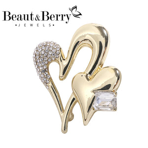 Heart-Shaped Rhinestone Ladies Brooch for Office, Festive, Wedding