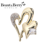 Heart-Shaped Rhinestone Ladies Brooch for Office, Festive, Wedding