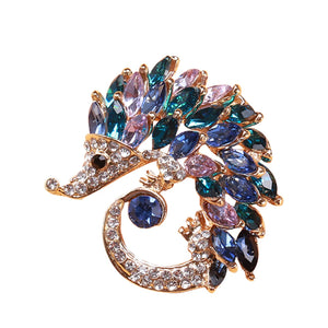 Beaut&Berry Rhinestone Hedgehog Brooch Two Tone Party Brooch