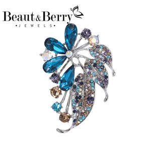 Beaut&Berry Rhinestone Plant Brooch Lady's Office Gift Festive Party Accessory