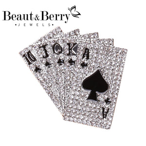 Beaut&Berry Rhinestone Poker Brooch Men's Women's Fine Brooch