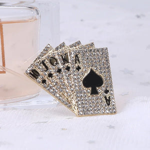 Beaut&Berry Rhinestone Poker Brooch Men's Women's Fine Brooch