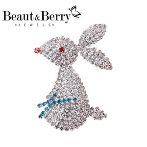 Beaut&Berry Rhinestone Rabbit Brooch Women's Fine Brooch Party Wedding