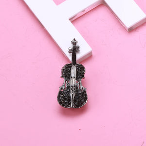 Beaut&Berry Rhinestone Violin Brooch Music Brooch Party Wedding Accessories