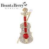 Rhinestone Violin Ladies Brooch Music Fine Accessories