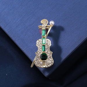 Rhinestone Violin Ladies Brooch Music Fine Accessories