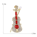 Rhinestone Violin Ladies Brooch Music Fine Accessories