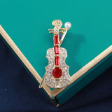 Rhinestone Violin Ladies Brooch Music Fine Accessories