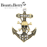 Skull Boat Anchor Brooch for Men Women