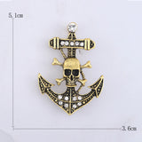 Skull Boat Anchor Brooch for Men Women