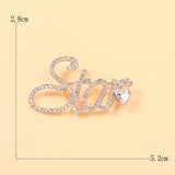 Beaut&Berry Sparkling Star Brooches For Women Unisex Letters Brooch Pin