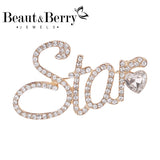 Beaut&Berry Sparkling Star Brooches For Women Unisex Letters Brooch Pin