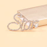 Beaut&Berry Sparkling Star Brooches For Women Unisex Letters Brooch Pin