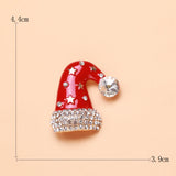 Beaut&Berry Vintage Rhinestone Christmas Hat Brooches Red Cap Year Brooch Pin