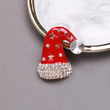 Beaut&Berry Vintage Rhinestone Christmas Hat Brooches Red Cap Year Brooch Pin