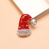 Beaut&Berry Vintage Rhinestone Christmas Hat Brooches Red Cap Year Brooch Pin