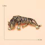 Beaut&Berry Zircon Tiger Brooch Pins Big Crystal Tail Copper Animal Brooch