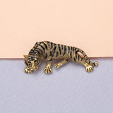 Beaut&Berry Zircon Tiger Brooch Pins Big Crystal Tail Copper Animal Brooch