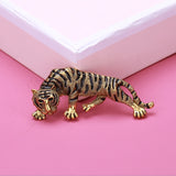 Beaut&Berry Zircon Tiger Brooch Pins Big Crystal Tail Copper Animal Brooch