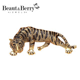 Beaut&Berry Zircon Tiger Brooch Pins Big Crystal Tail Copper Animal Brooch