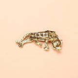 Beaut&Berry Zircon Tiger Brooch Pins Big Crystal Tail Copper Animal Brooch