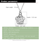 925 Silver Camellia Necklace Flower Pendant Choker Gift Jewelry