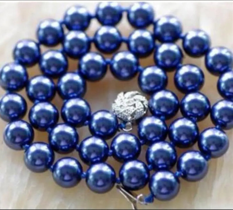 10MM Navy Sea Shell Pearl Necklace AAA