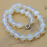 10mm Mexican Opal Moonstone Faceted Round Beads Necklace for Girls