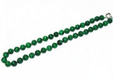 Vintage 10mm Round Green Malachite Gemstone Beads Necklace 18''