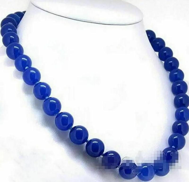 12mm Natural Jade Bead Necklace 18in