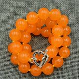 12mm Natural Orange Jade Round Gemstone Beads Necklace 18''