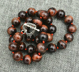 Red Tiger's Eye Gemstone Beads Necklace 18''